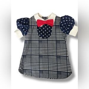 Vintage 70s Cinderella Stop The press Retro Plaid Dress W/ Peter Pan Collar 4